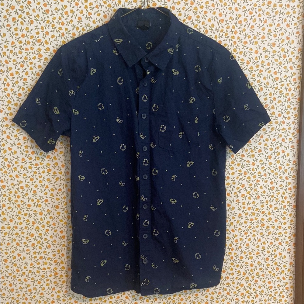 Boy’s Navy Blue Game Patterned Shirt